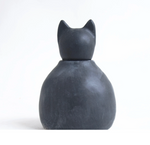 Small Matte Black Cat Urn
