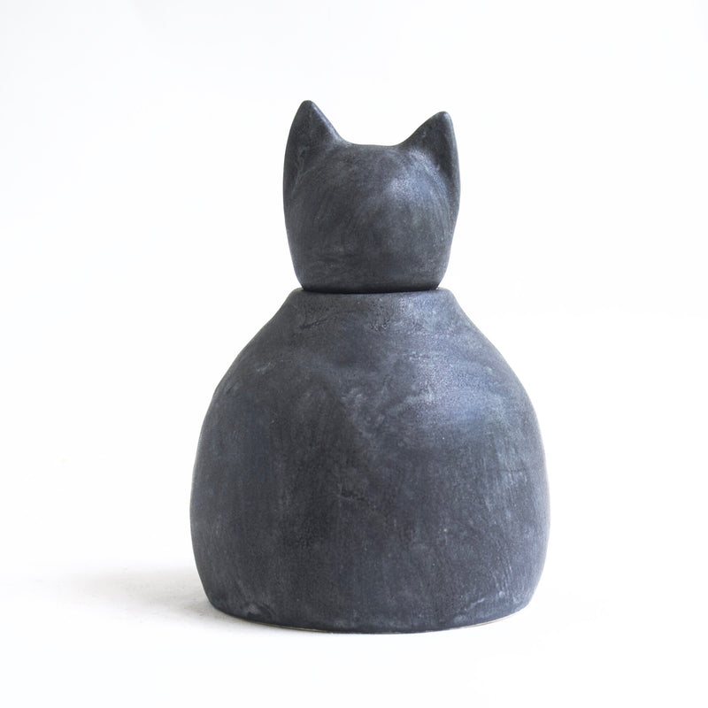 Small Matte Charcoal Cat Urn