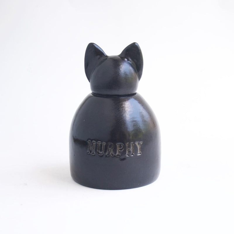 Small Gloss Black Cat Urn