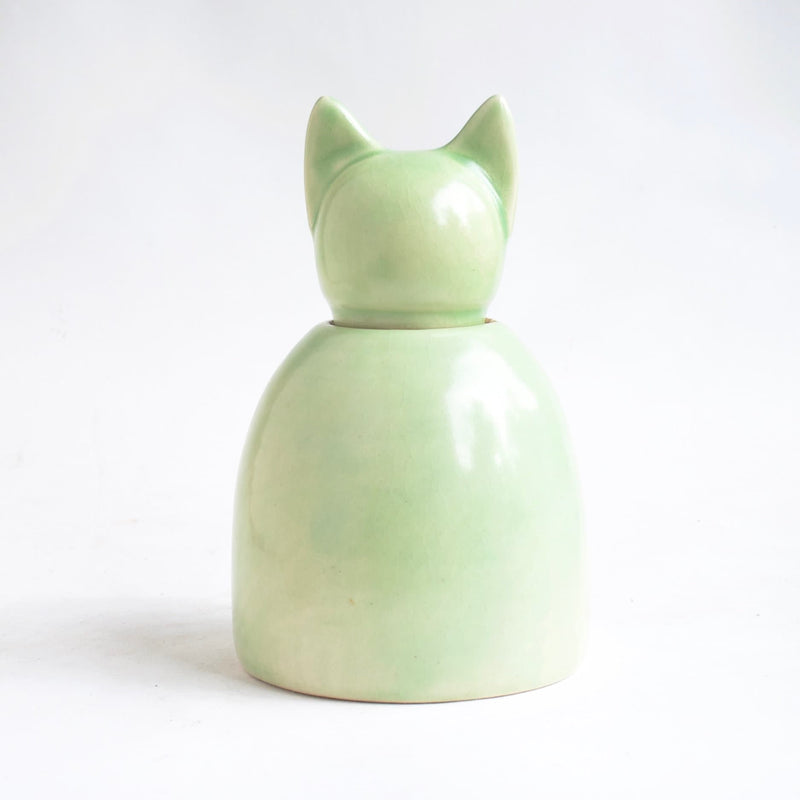 Large Green Cat Urn